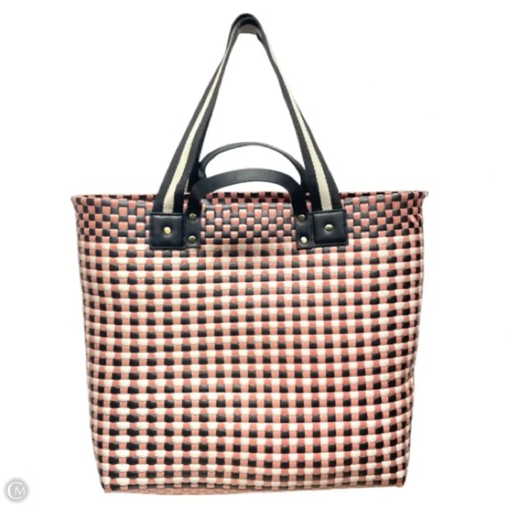 Anthropologie Woven Pink and Black Check Tote